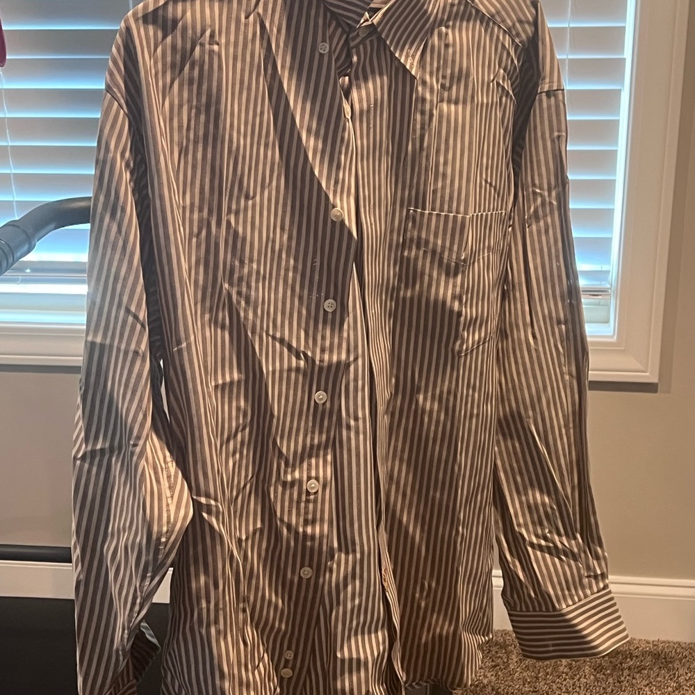 Vintage Men’s Dockers Striped Brown Shirt Size Medium